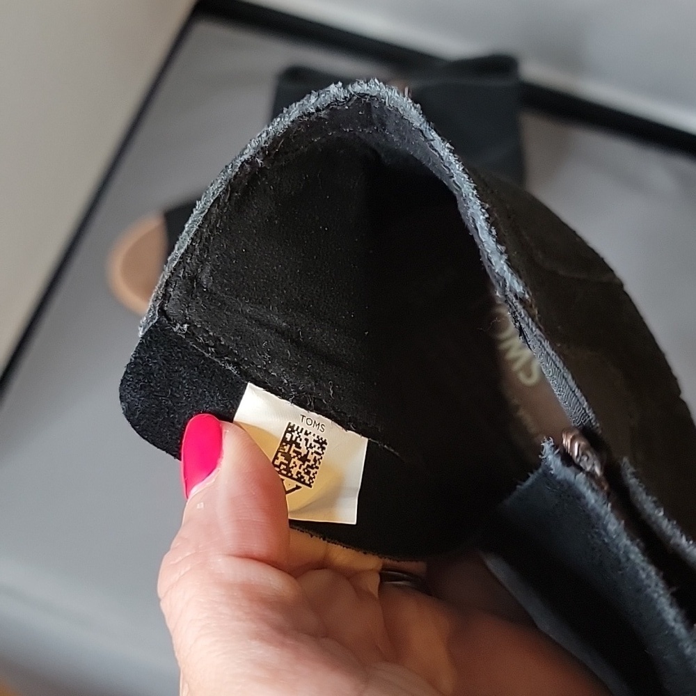Toms Black Peep-Toe Heeled Boots 6.5 - Picture 2 of 6